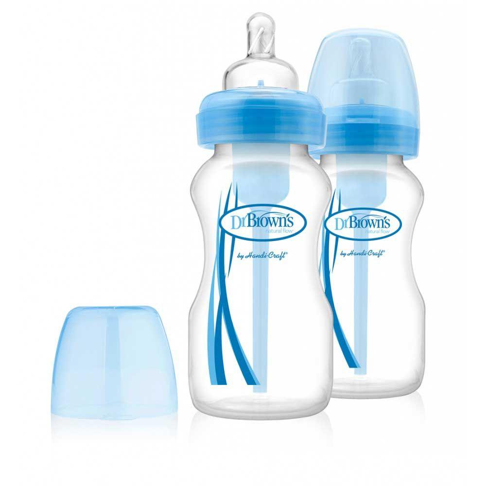 Options Wide-Neck Blue Baby Feeding Bottle 2-Pack 9oz