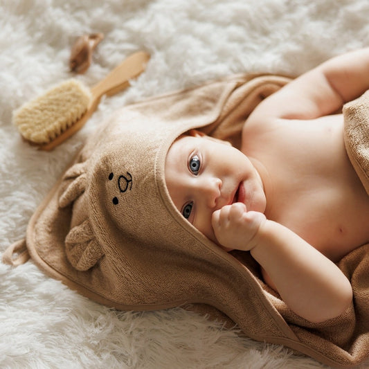 Babyono Bamboo Hooded Bath Towel 100x100cm - Dark Beige