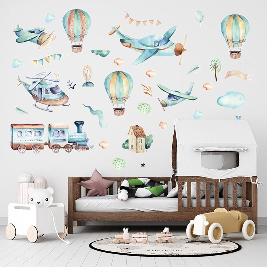 SIPO: Nursery Wall Decals - Vintage Airplanes & Clouds