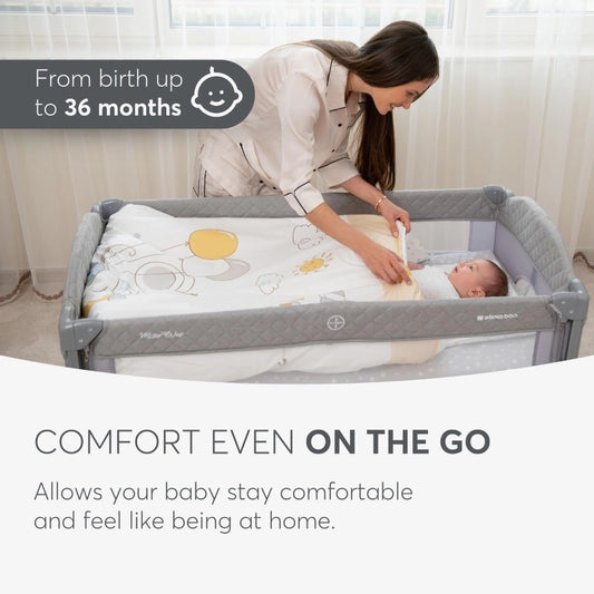 Kikkaboo: 2 Levels Baby Cot – Milky Way Grey