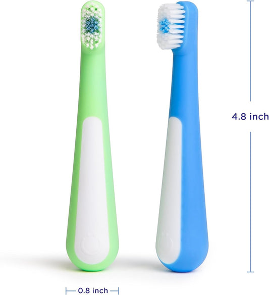 Ubbi: Toddler Training Toothbrush Set – Polaris Blue & Zest Green
