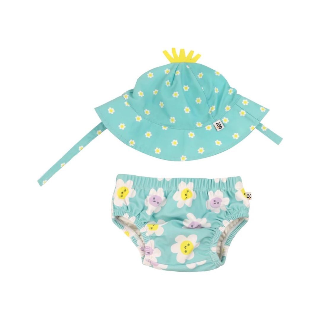 ZOOCCHINI Baby & Toddler Sun Hat & Reusable Swim Diaper Set