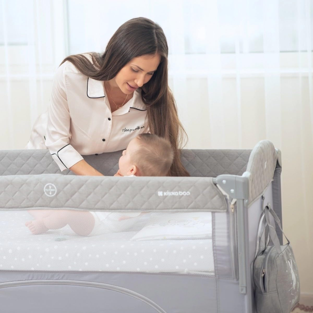 Kikkaboo: 2 Levels Baby Cot – Milky Way Grey