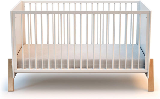 Jurababy: Baby Cot in Wood (70 x 140 cm) - CANAILLE White & Varnished Beech