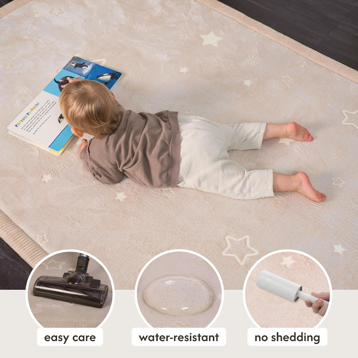 Hakuna Matte Premium Coral Velvet Play Mat – Glow in the Dark Stars