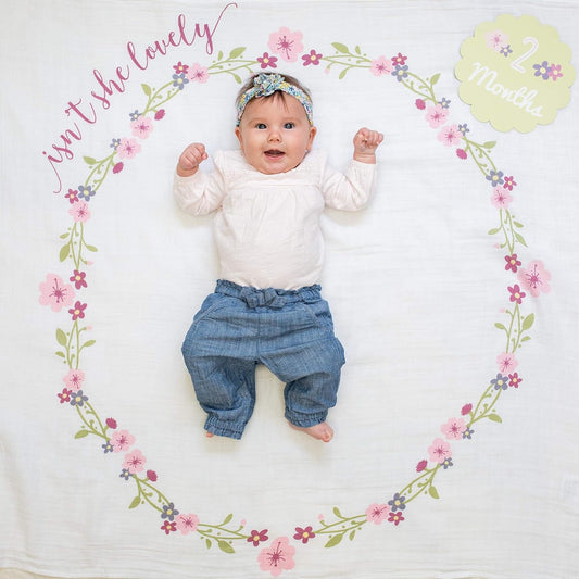 Lulujo: Baby’s First Year Milestone Blanket and Card Set (Isn't She Lovely)
