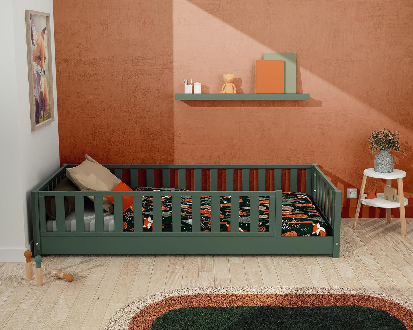 Jurababy: Floor Bed SONHO Mini (70 x 140 cm) - Montessori Wooden House Frame Bed