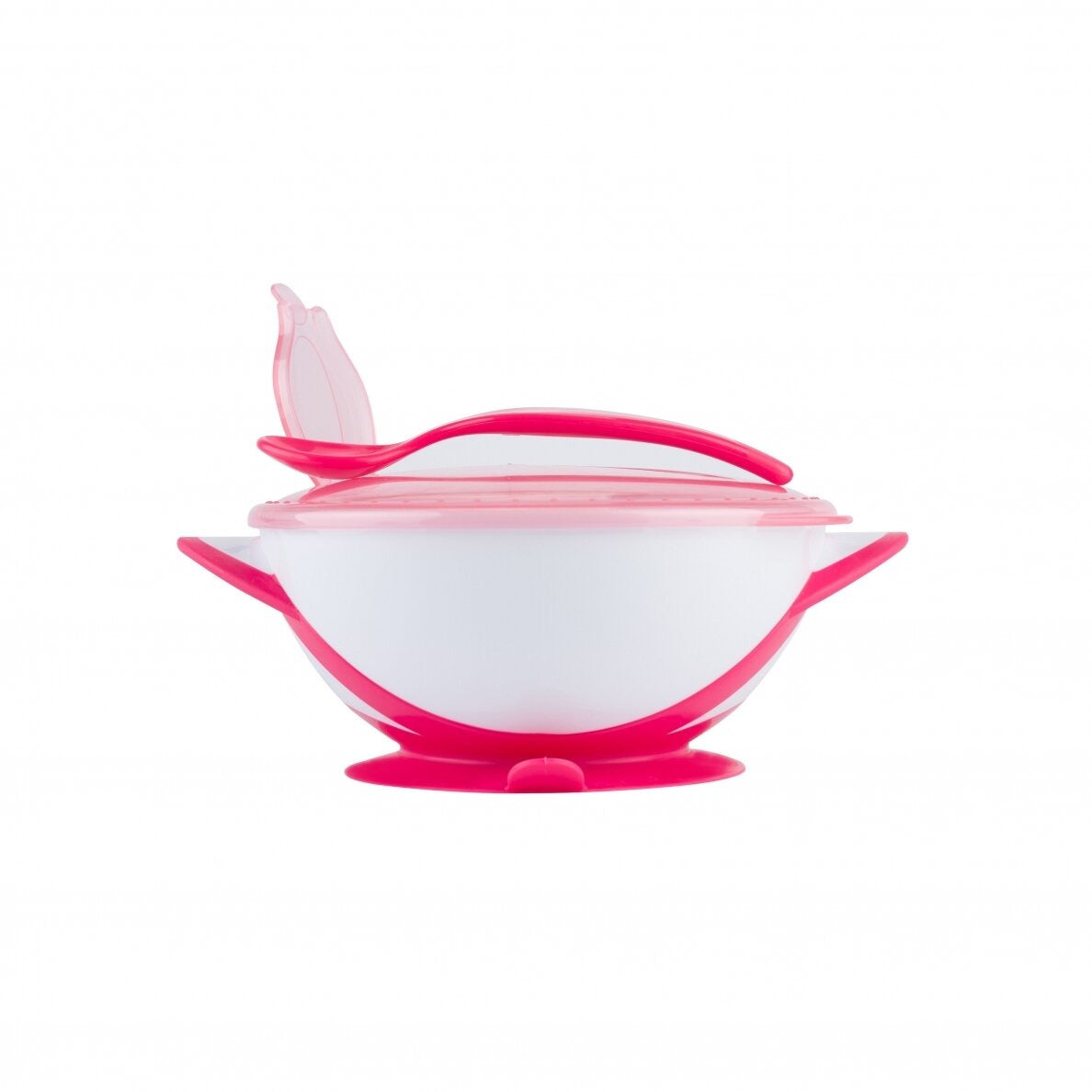 suction bowl with spoon- pink