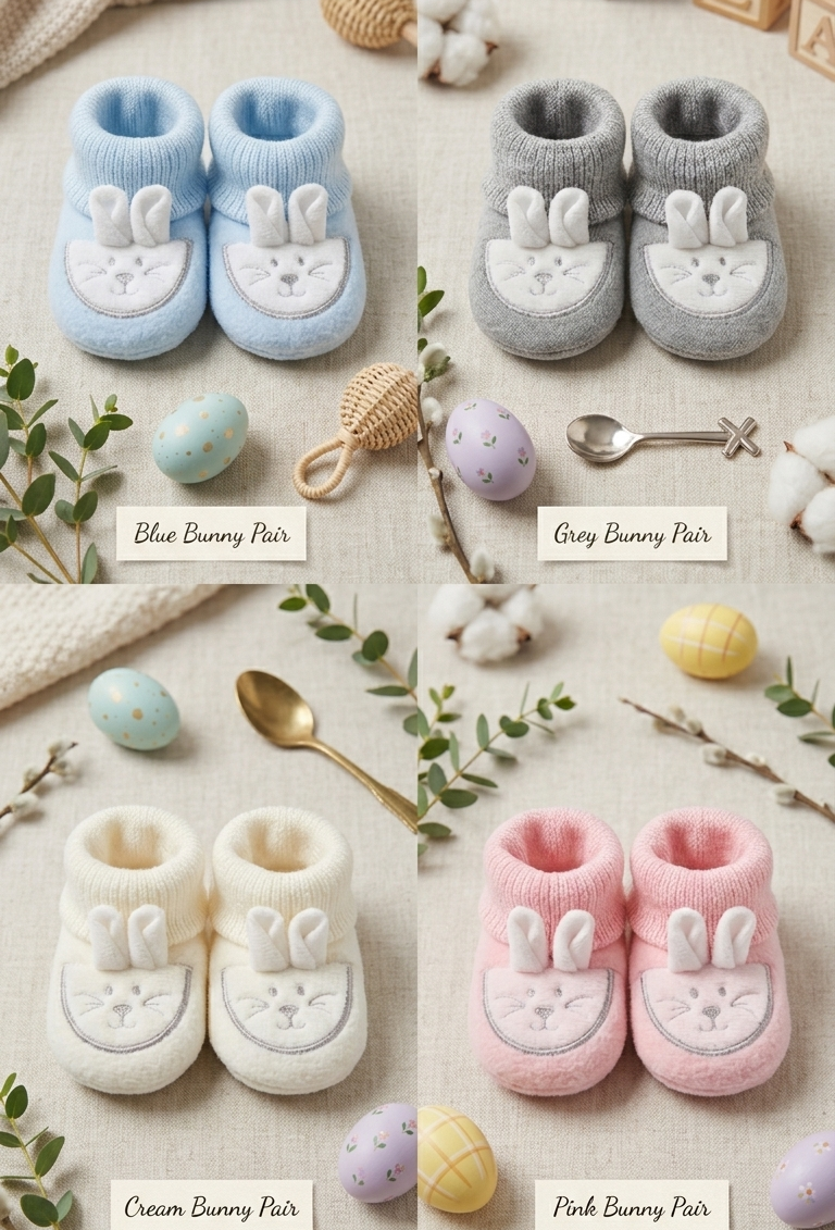 Trois Kilos Sept Hop Bunny Knitted Booties Assorted
