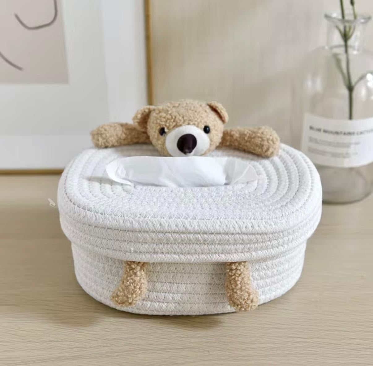 Teddy Bear Woven Tissue Box Holder
