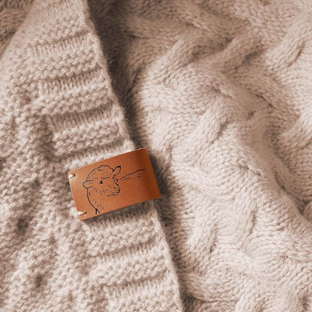 baby blanket merino wool knitted light beige