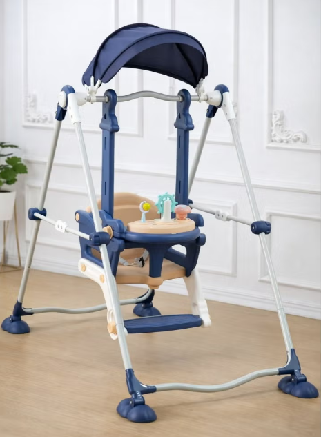Baby Swing Chair with Canopy & Interactive Toy Tray