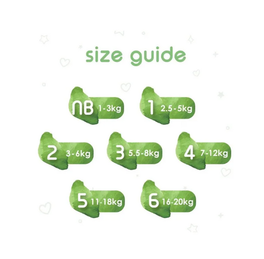Pureborn Organic Nappies - Size 2 - S - 3-6 kg - 128 Count