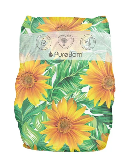 Pureborn Organic Nappies - Size 2 - S - 3-6 kg - 128 Count