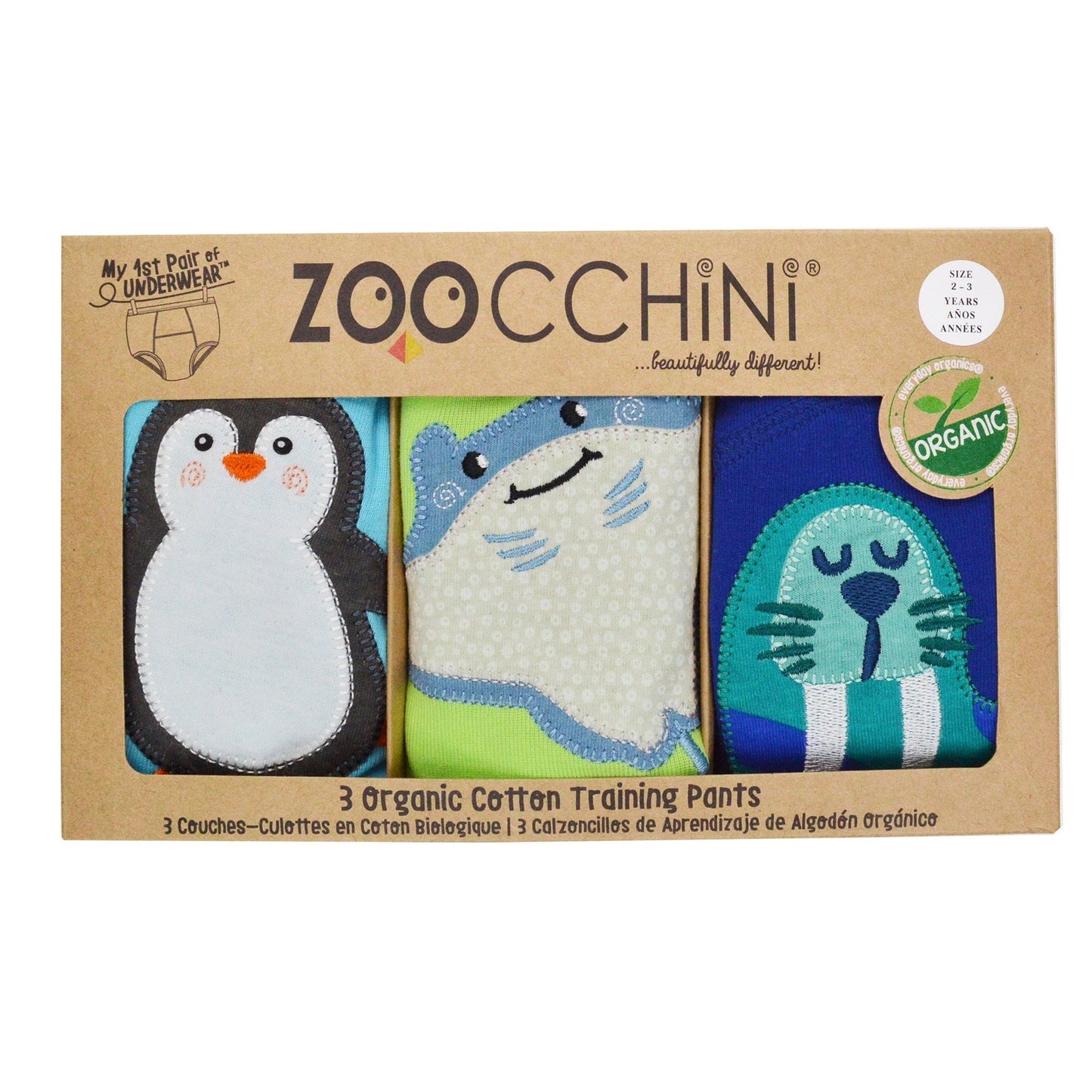 Zoocchini Toddler Organic Potty Training Pants (3-pk) - Sea Crew 2-3Y