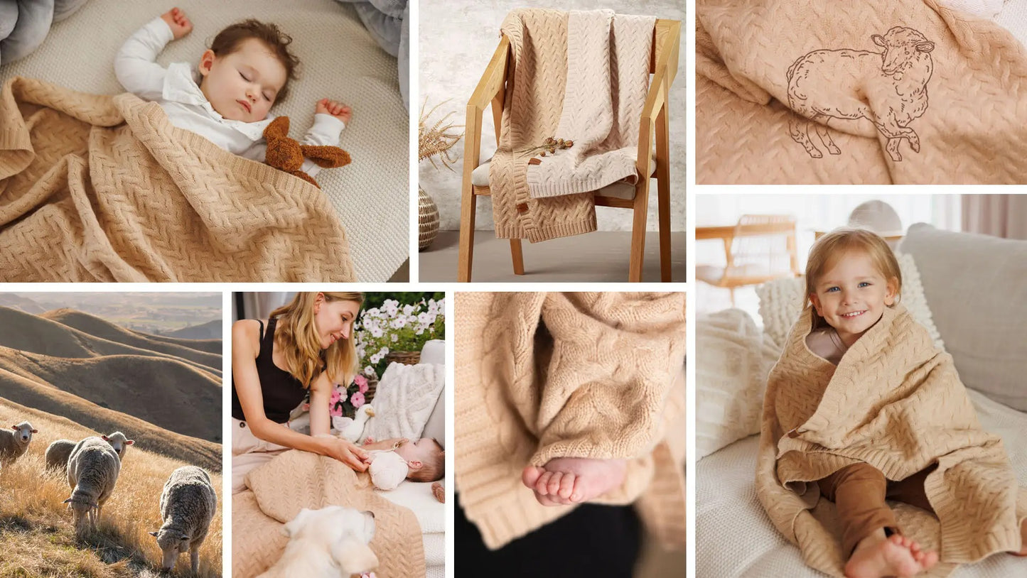 Merino wool blanket dark beige