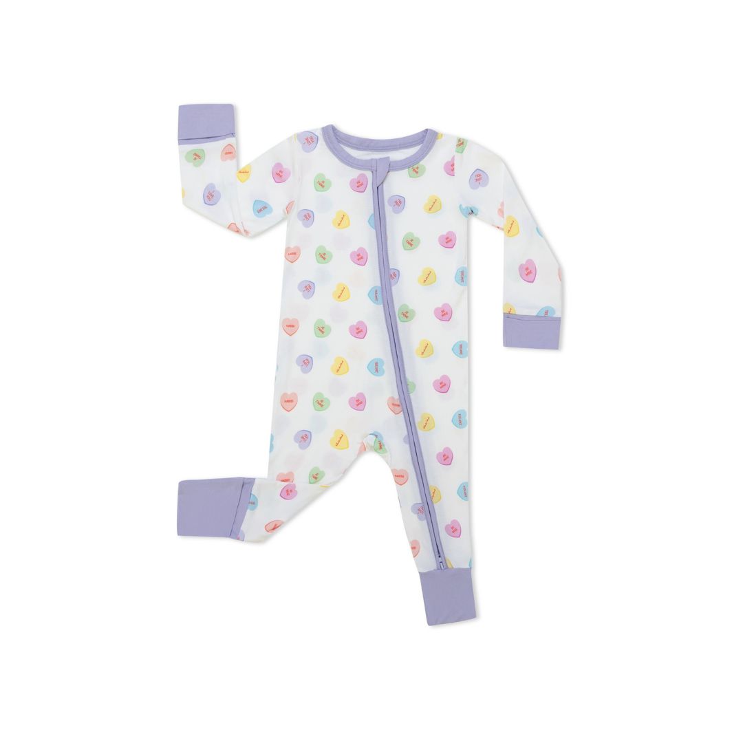 TeeJayz Candy Heart Bamboo Zippy Onesie 3-6 Months