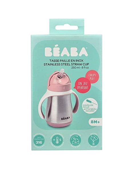 BEABA STAINLESS STEEL STRAW CUP OLD PINK