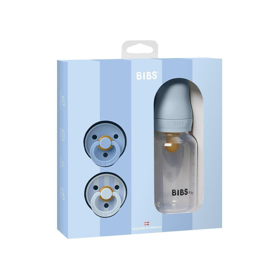 Baby Sprinkle Gift Set (Glass Bottle & Pacifiers) – Baby Blue