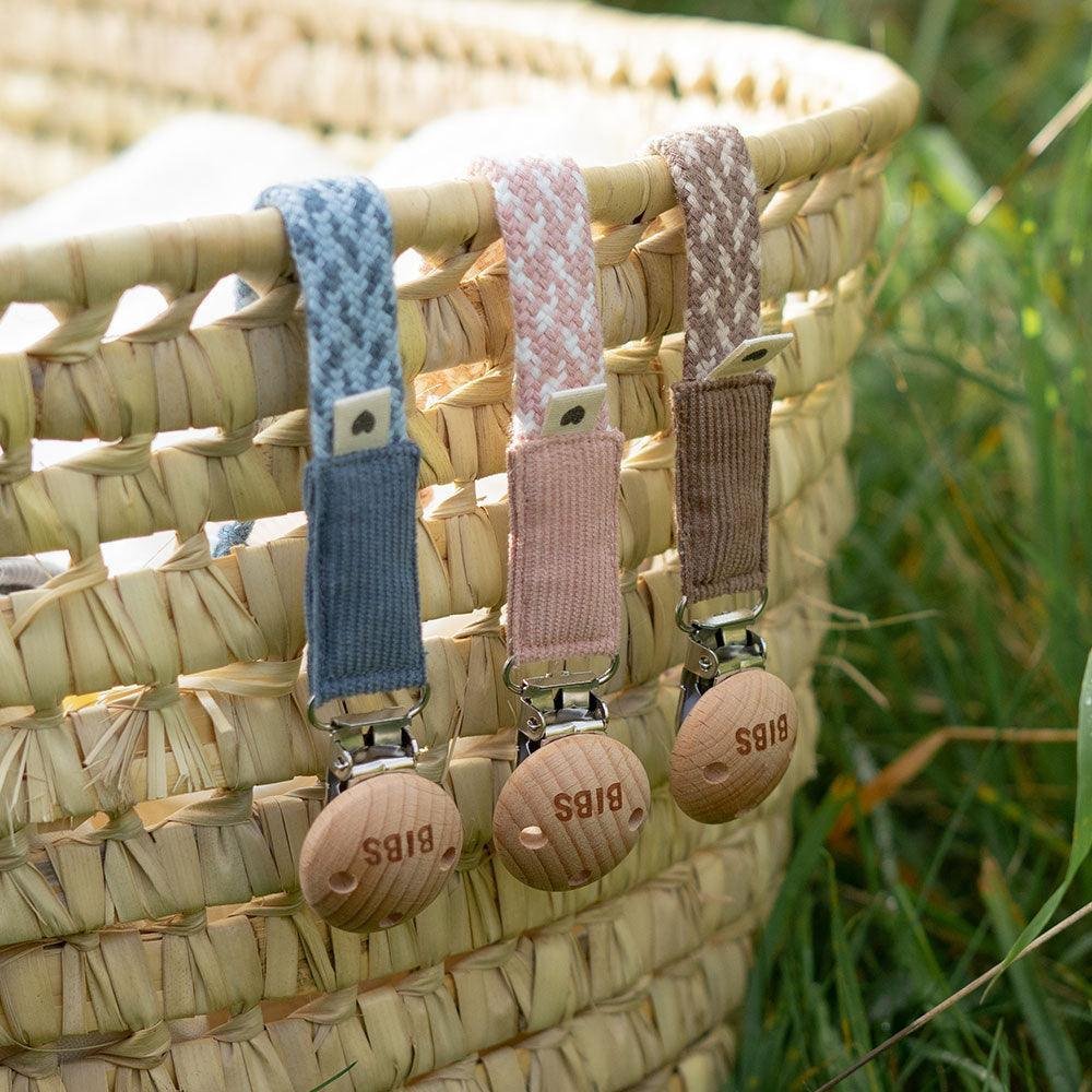 BIBS: Pacifier Clip Braided (Blush / Ivory)