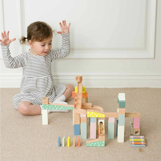 Classic World: Wooden Marble Blocks Construction Set