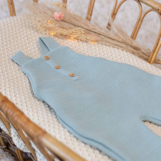 Trois Kilos Sept Sage Green Knit Overalls – 1/3 Months