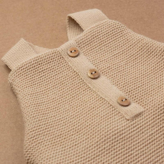 Trois Kilos Sept Caramel Knit Overalls – 1/3 Months