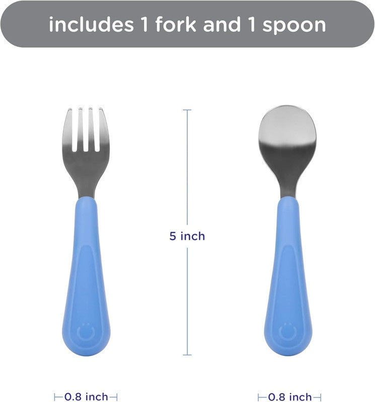Ubbi: Stainless Steel Toddler Fork & Spoon Set – Multicolor (2 Pcs)