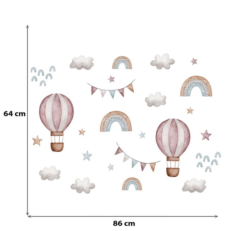 SIPO: Nursery Wall Decals - Hot Air Balloons & Rainbows