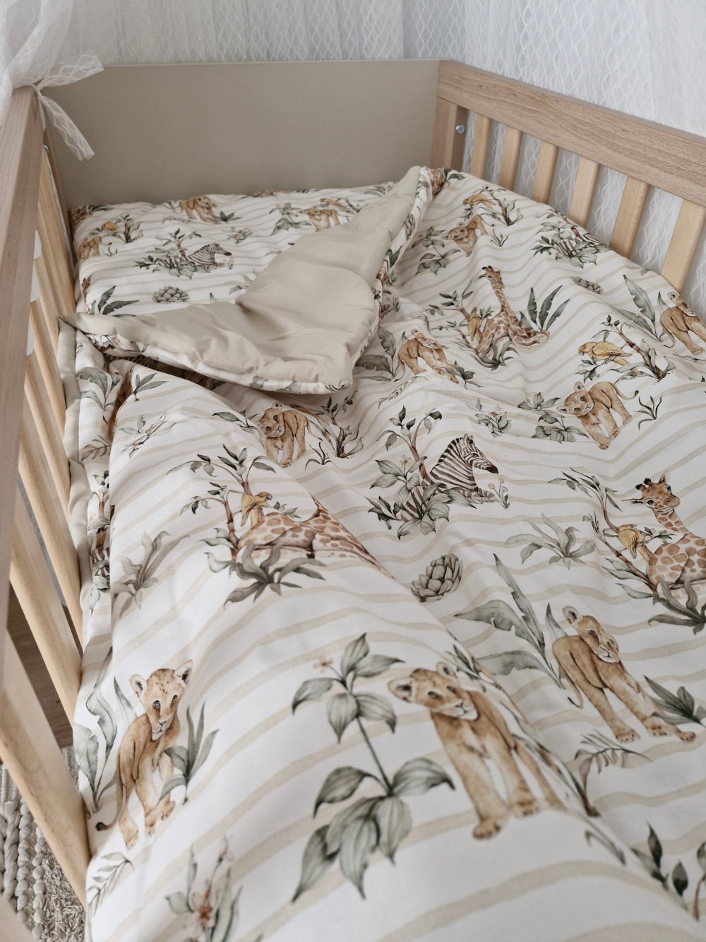 KOELL: Premium Bedding Set with Integrated Filling - Safari Collection (120x90 cm / 40x60 cm)
