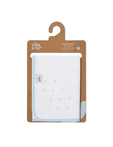 Interbaby Embroidered Gauze Blue