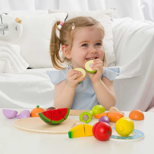Classic World Pretend Play Cutting Fruit Toy Set Wooden Kitchen Play Set