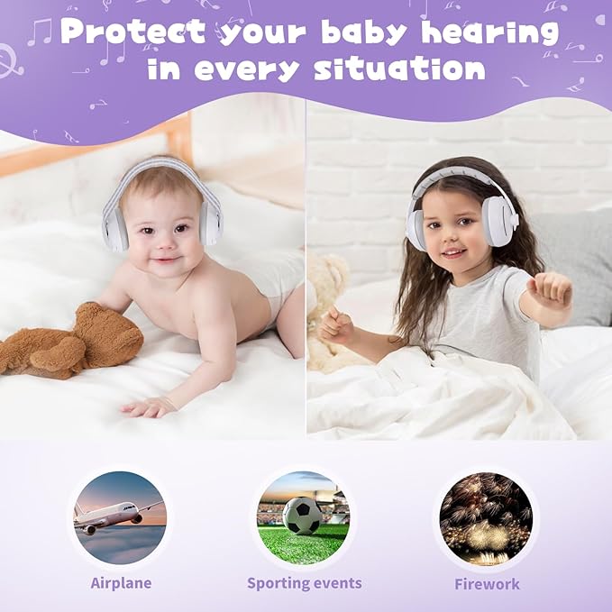 Baby 2-in-1 Noise Protection Headphones: Cartoon Grey Edition