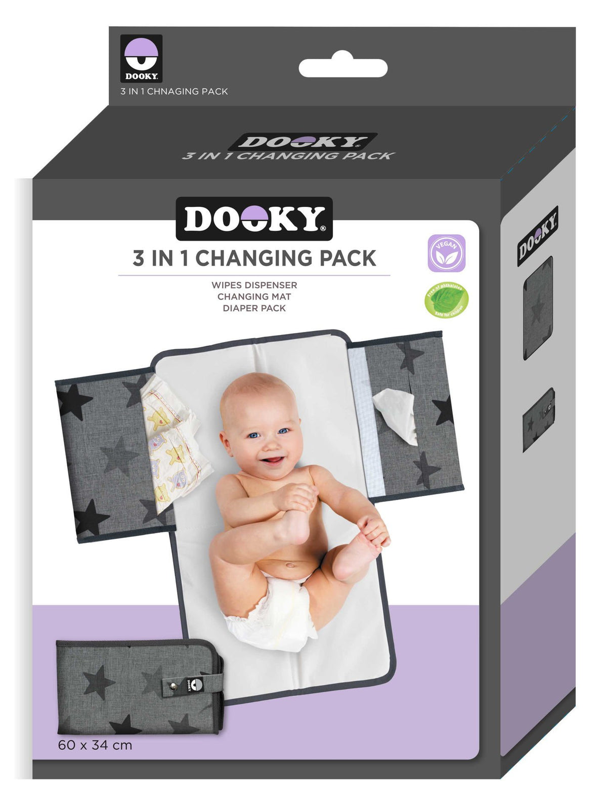 3-in-1 Changing Pack – Grey Stars