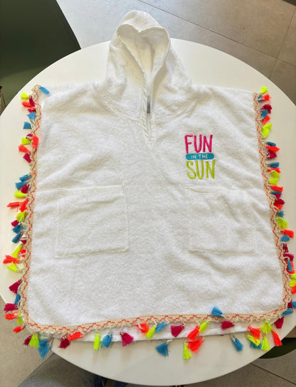 Tassel-Trimmed Hooded Poncho