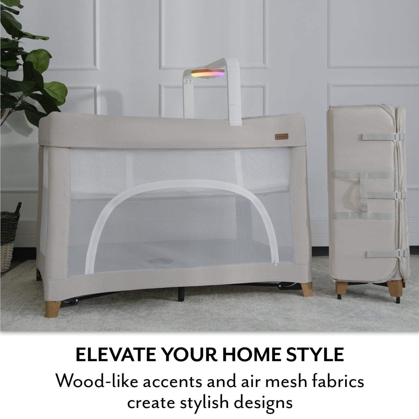 Evenflo: Eris One-Hand Playard with Bassinet – Coastal Coffee