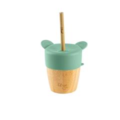 Citron Bamboo Cup With Lid And Straw Green