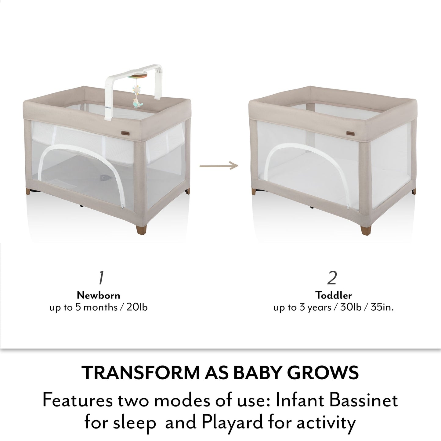 Evenflo: Eris One-Hand Playard with Bassinet – Coastal Coffee