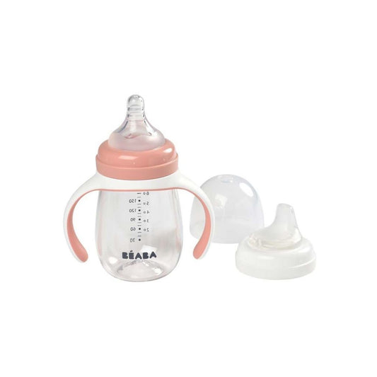 BÉABA: 2-in-1 Evolution Learning Bottle (210ml) – Old Pink
