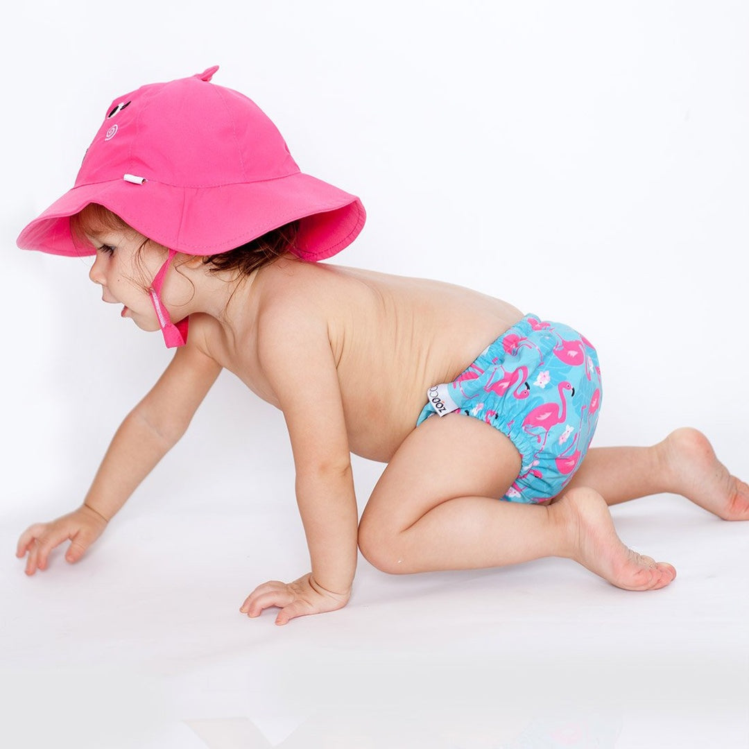 Baby/Toddler Swim Diaper & Sun Hat Set - Franny the Flamingo