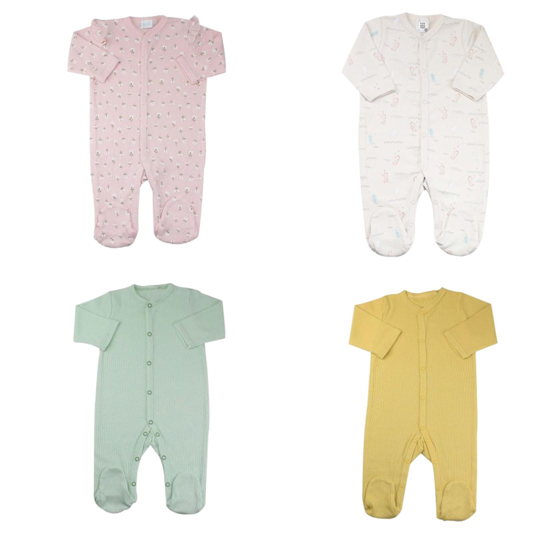 Trois Kilos Sept Ribbed Cotton Sleepsuit – Assorted Colors (6 Months)