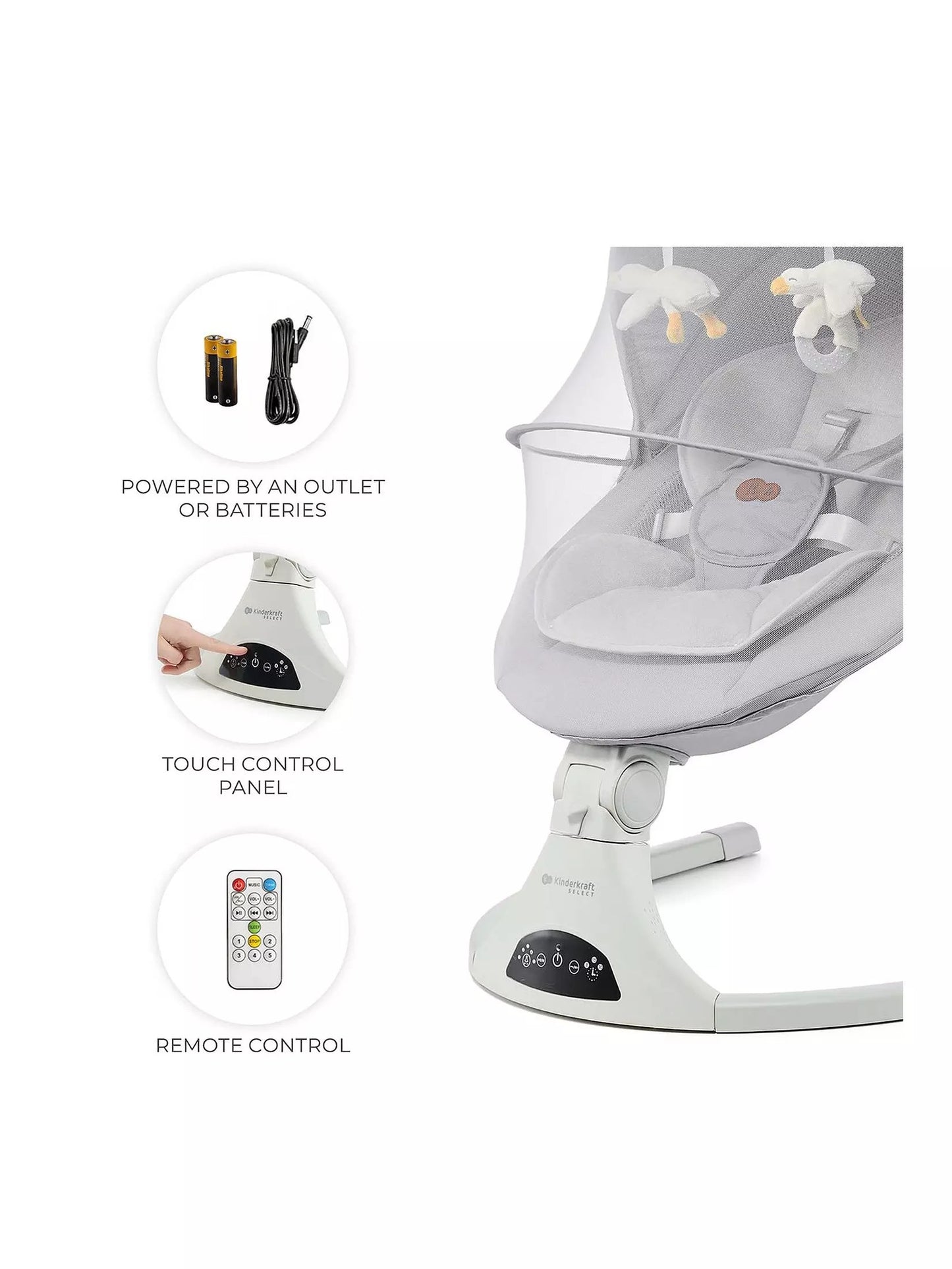 Tulsy: 2-in-1 Electric Rocker & Bouncer - Grey