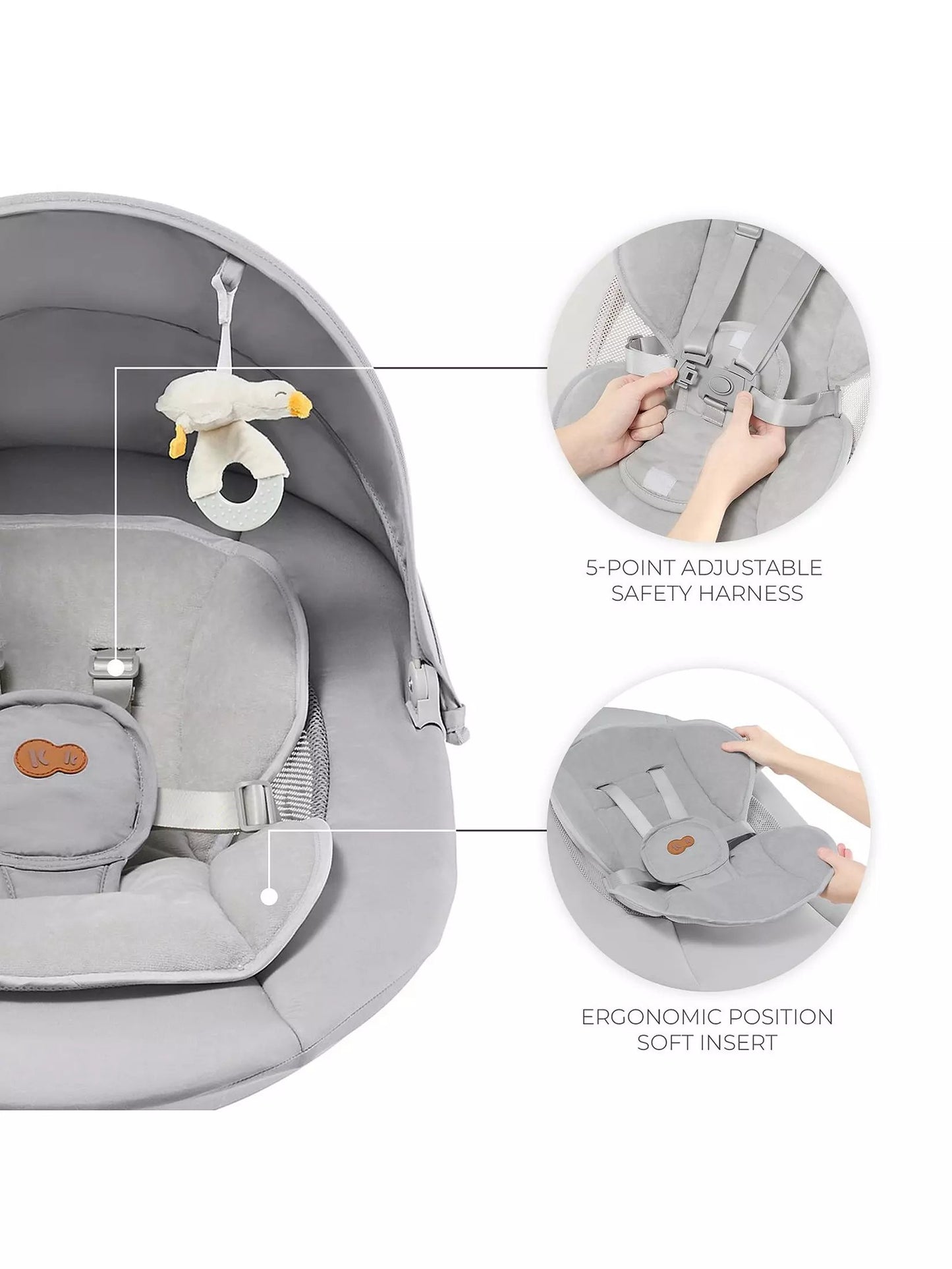 Tulsy: 2-in-1 Electric Rocker & Bouncer - Grey