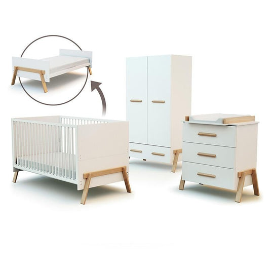 CANAILLE 3-Piece Nursery Room Set - White & Beech Wood - Save 15% OFF on this complete nursery bundle!