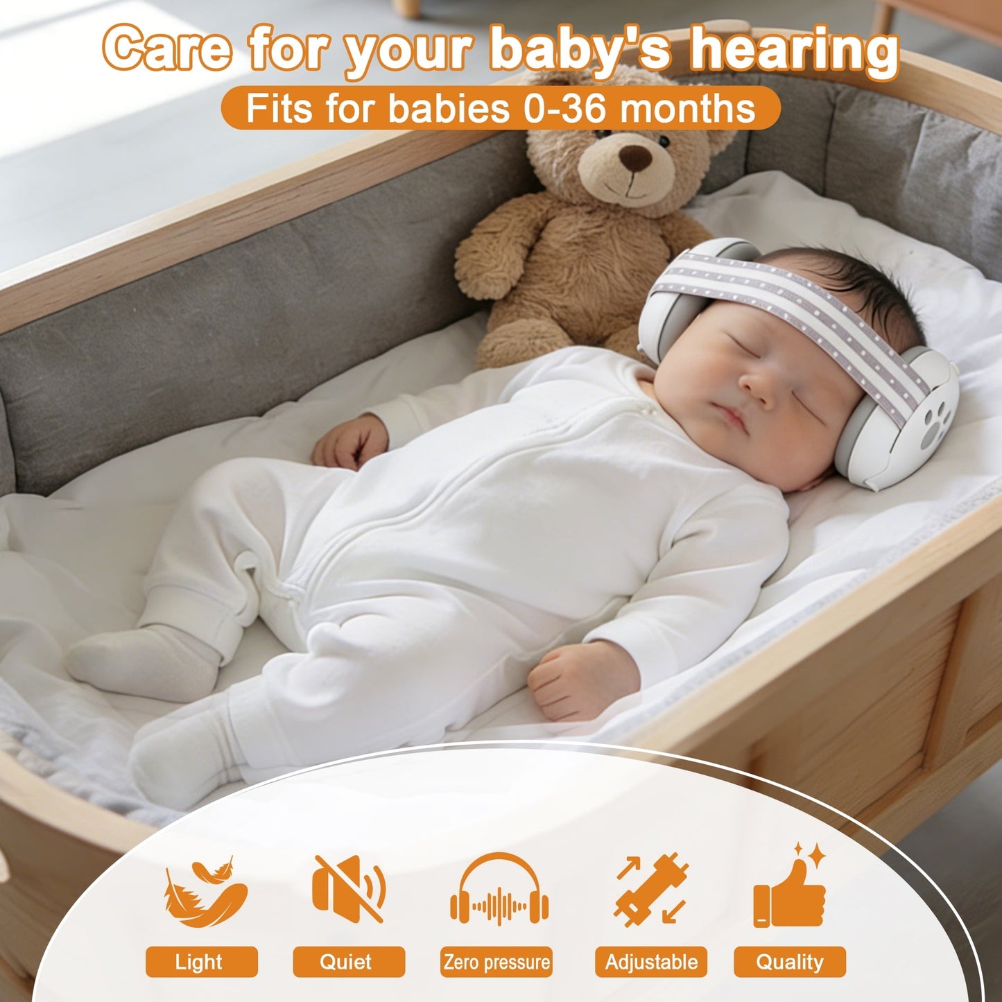 Baby Ear Protection Classic Grey