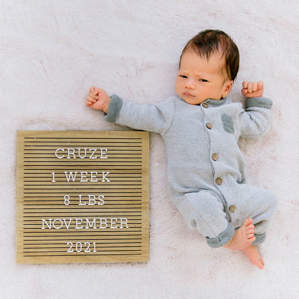 Pearhead Natural Wooden Letterboard Set