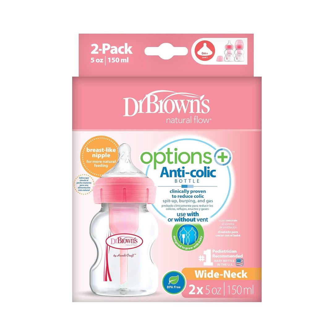 Dr. Brown's Options+ Wide-Neck Bottle (Pink) – 2-Pack