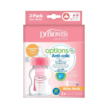 Dr. Brown's Options+ Wide-Neck Bottle (Pink) – 2-Pack