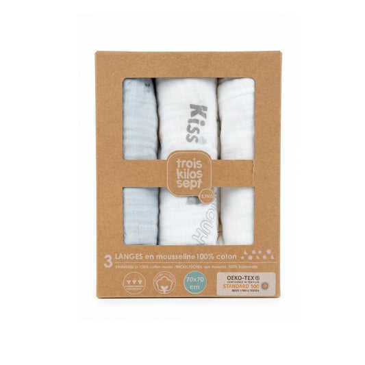 Three Kilos Seven Set of 3 Multicoloured Muslin