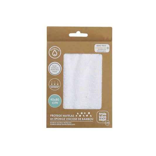 Trois Kilos Sept Bamboo Terry Cloth Mattress Protector – White (40x80 cm)